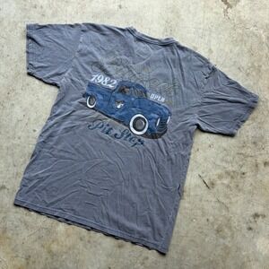 Buc-ee's Pit Stop 1982 Blue Truck Graphic T-Shirt Mens Large Faded Gray Cotton